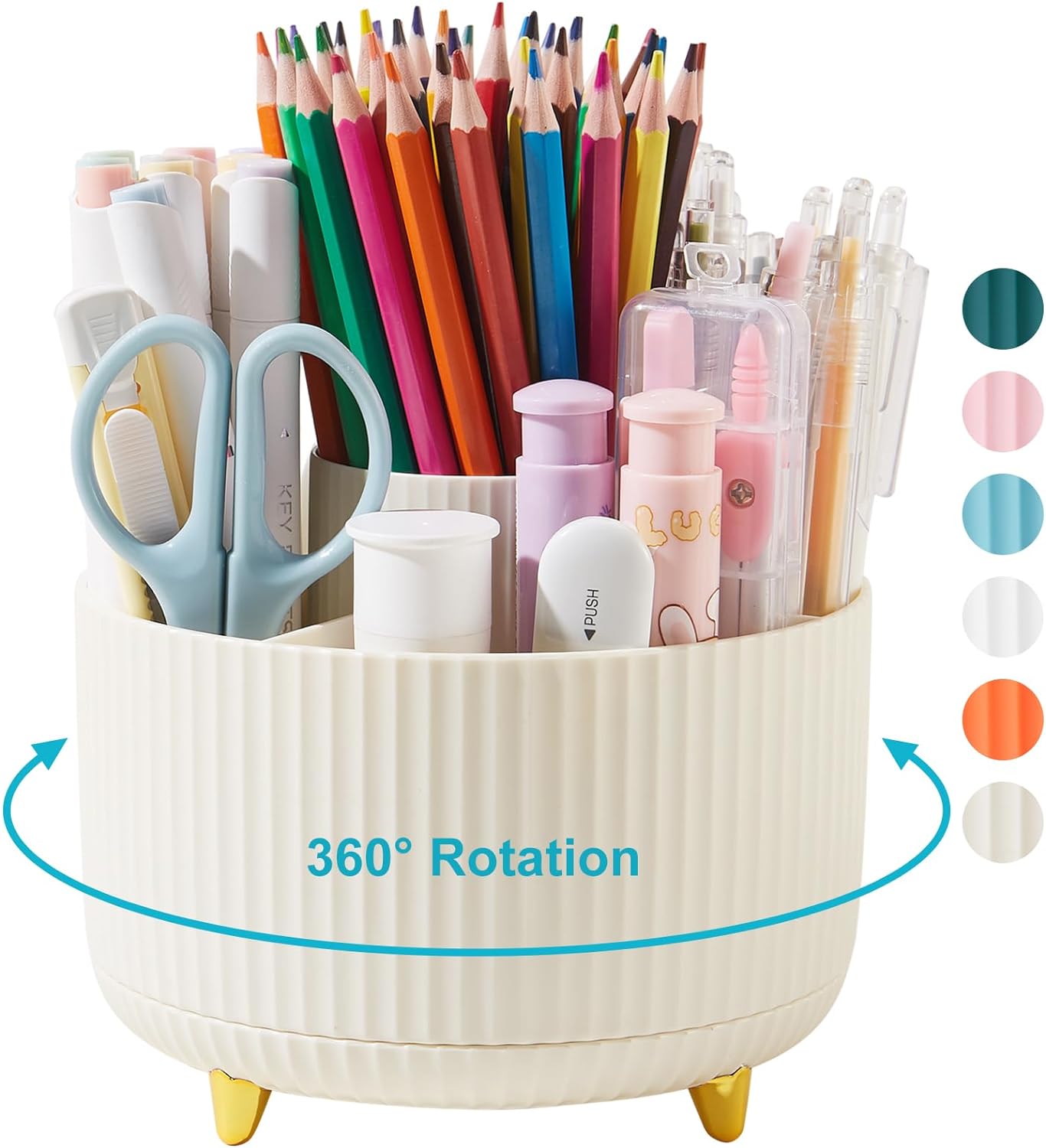 Desk Pencil Pen Holder, Rotating Desk Pen Organizers for Desk, Desktop Storage, Stationery Supplies for Office, School, Home -5 Slots Desk Pencil Pen Holder, Rotating Desk Pen Organizers for Desk, Desktop Storage, Stationery Supplies for Office, School, Home -5 Slots